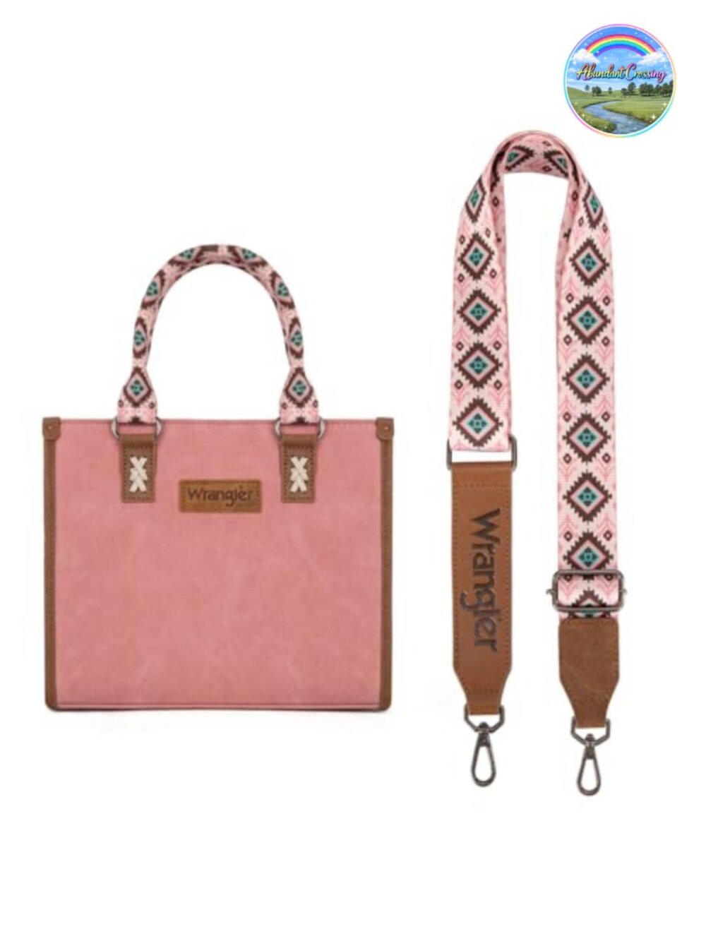Suede Aztec Tote Bag Whipstitch Top Handle Crossbody Purse